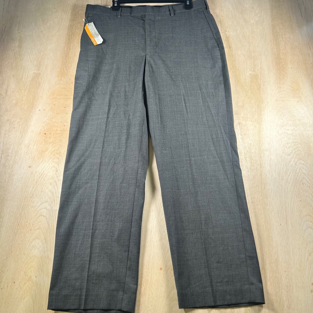 Savane Mens Wool Dynamics Straight Fit Dress Pants Grey 36x29 No Iron Washable